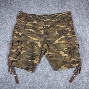 Xray Jeans Cargo Shorts Mens 40 Green Camo Multi Pocket Utility Strap Details
